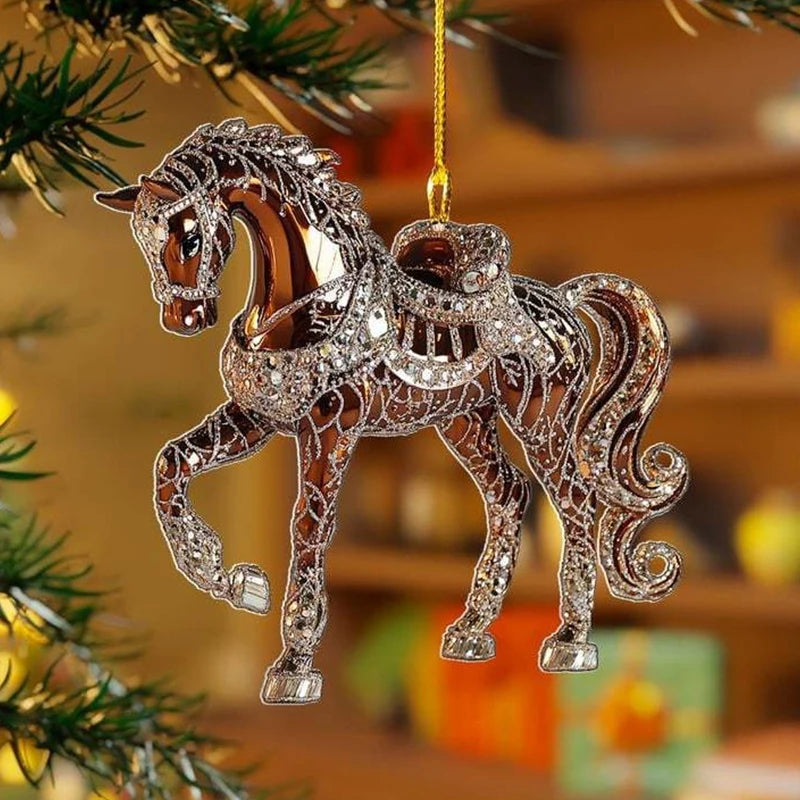 2D Acrylic Horse Charm – Car Mirror & Christmas Tree Ornament Holiday Ornament Charm Nixie