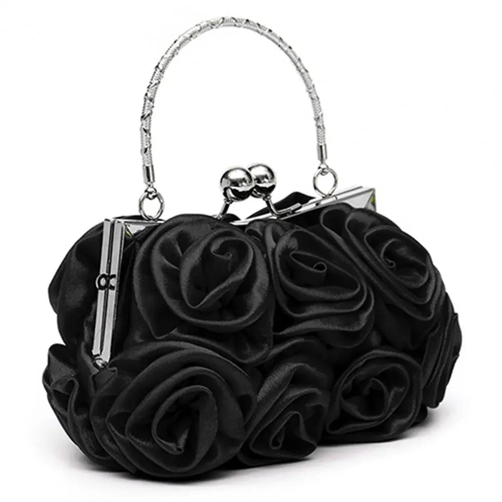 Women's Silk Rose Flower Clutch Bag – Bridal Wedding Purse
