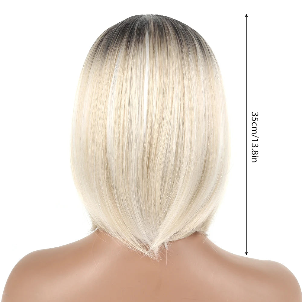 Women's Short Bob Wig – Straight Ombre Blonde Cosplay & Daily Fashion Bob Wig Nixie
