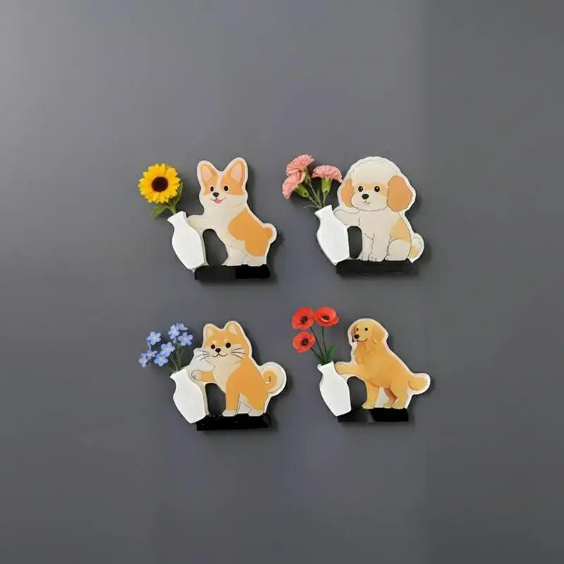 Mini Acrylic Vase Fridge Magnet – Dog & Cat Pet Décor Decorative Fridge Magnet Nixie