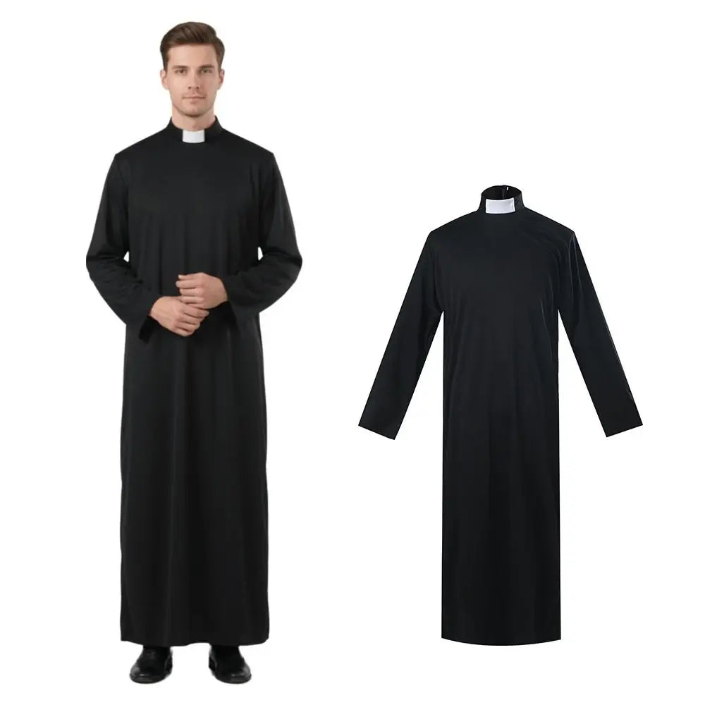 Adult Priest & Nun Cosplay Costume – Unisex Black Robe Set Cosplay Costume Set Nixie