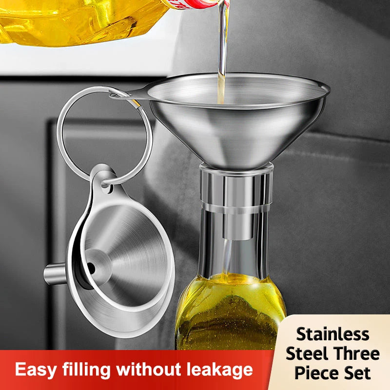 Stainless Steel Kitchen Funnel Set – 3 Food Grade Metal Funnels Kitchen Funnel Set Nixie