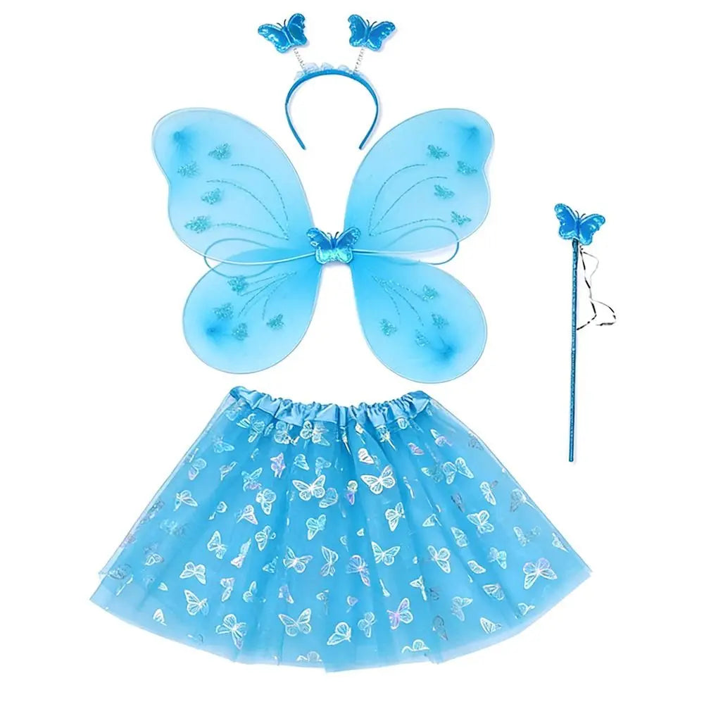 4-Piece Fairy Princess Costume Set – Wings, Wand, Skirt & Headband Kids Costume Set Nixie