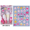 5D Embossed Nail Stickers – Tropical Floral & Starfish Decals Nail Art Stickers Nixie SW-5D212