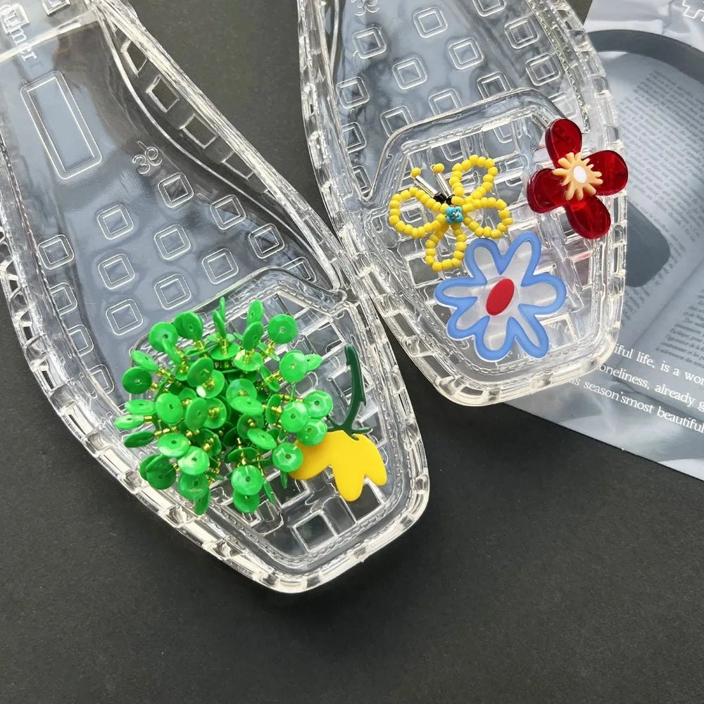 Clear Tassel Jelly Shoe Charms Pearl Beads DIY Slipper Decor Shoe Charms Nixie