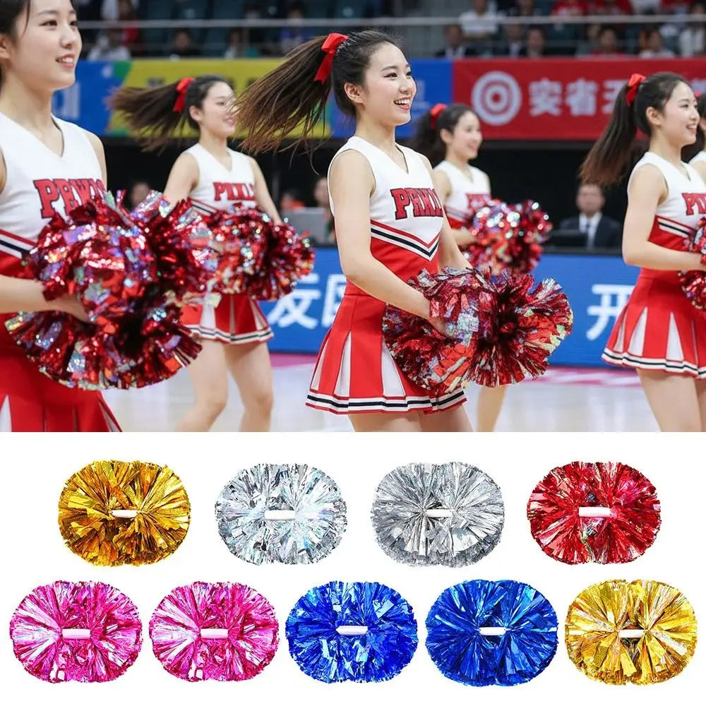Colorful Cheerleader Pom Poms 30x37cm – Metallic Dance Props Cheerleading Pom Poms Nixie