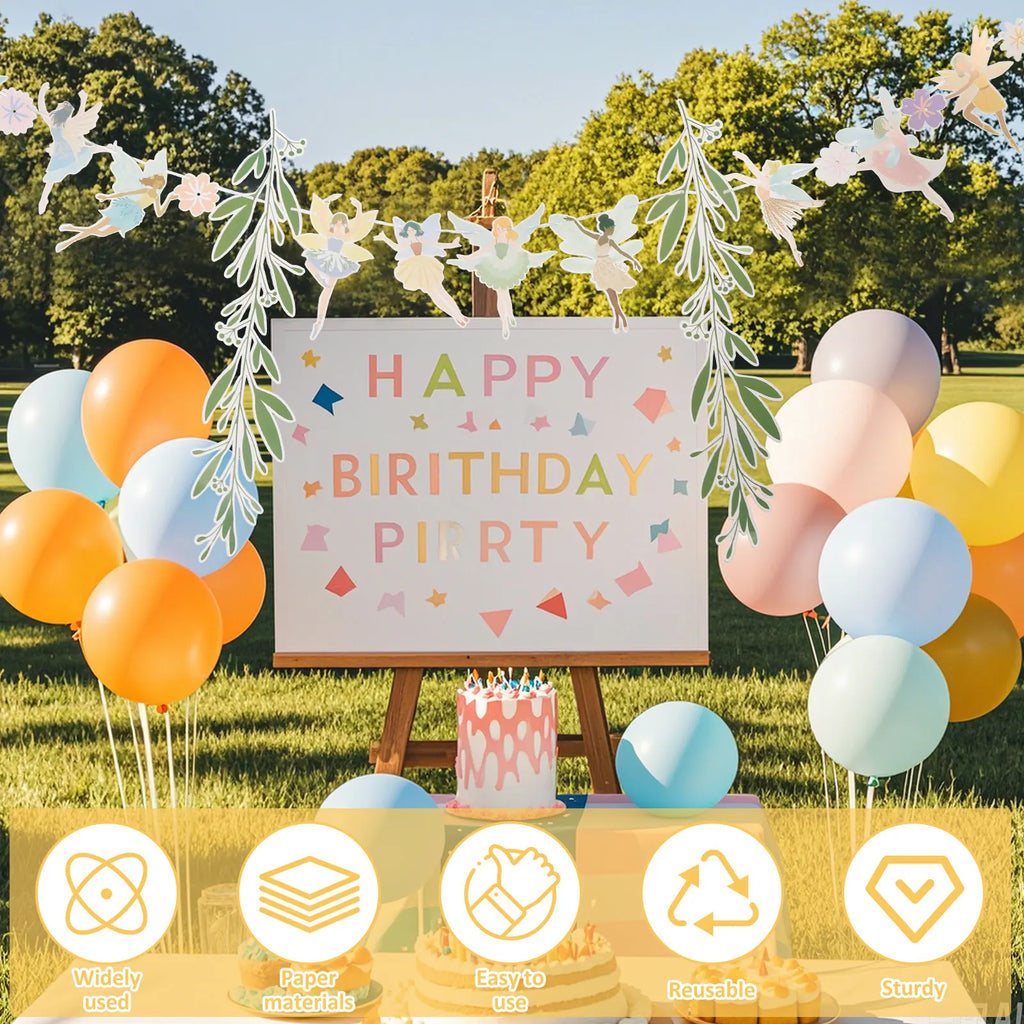 8Pcs Flower Fairy Banner Garland – Colorful Party Decoration Party Banner Garland Nixie