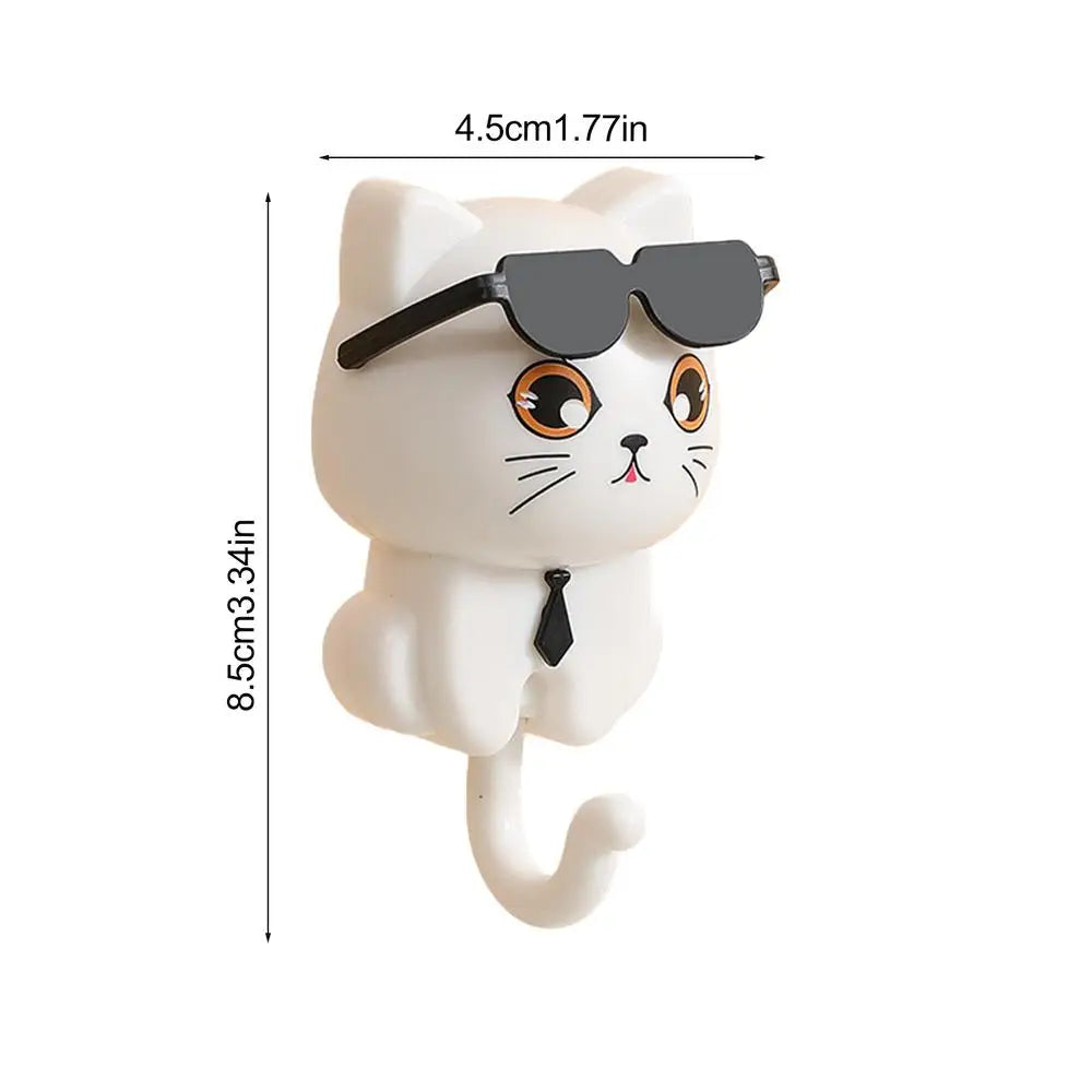 Cute Cat Gravity Key Holder – No-Drill Self-Adhesive Hook Adhesive Wall Hook Nixie White