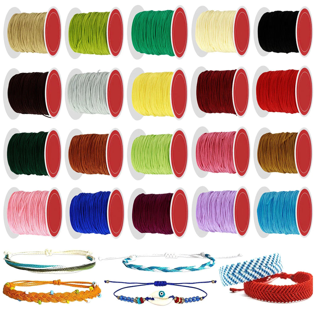 20 Rolls Waxed Bracelet Cord – 20 Colors, 0.8mm Polyester Waxed Craft Cord Nixie