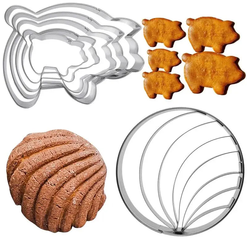 Pig Cookie Cutter Set & Concha Bread Mold – Stainless Steel Cookie Cutter Set Nixie
