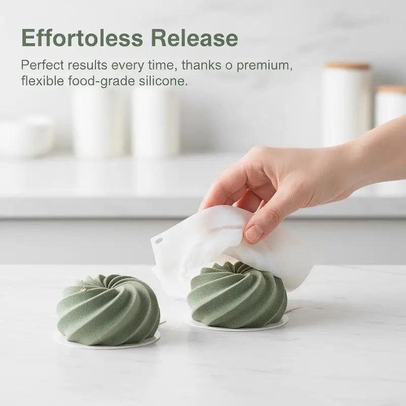 6-Cavity Spiral Silicone Mold for Cake, Mousse & Soap Silicone Baking Mold Nixie