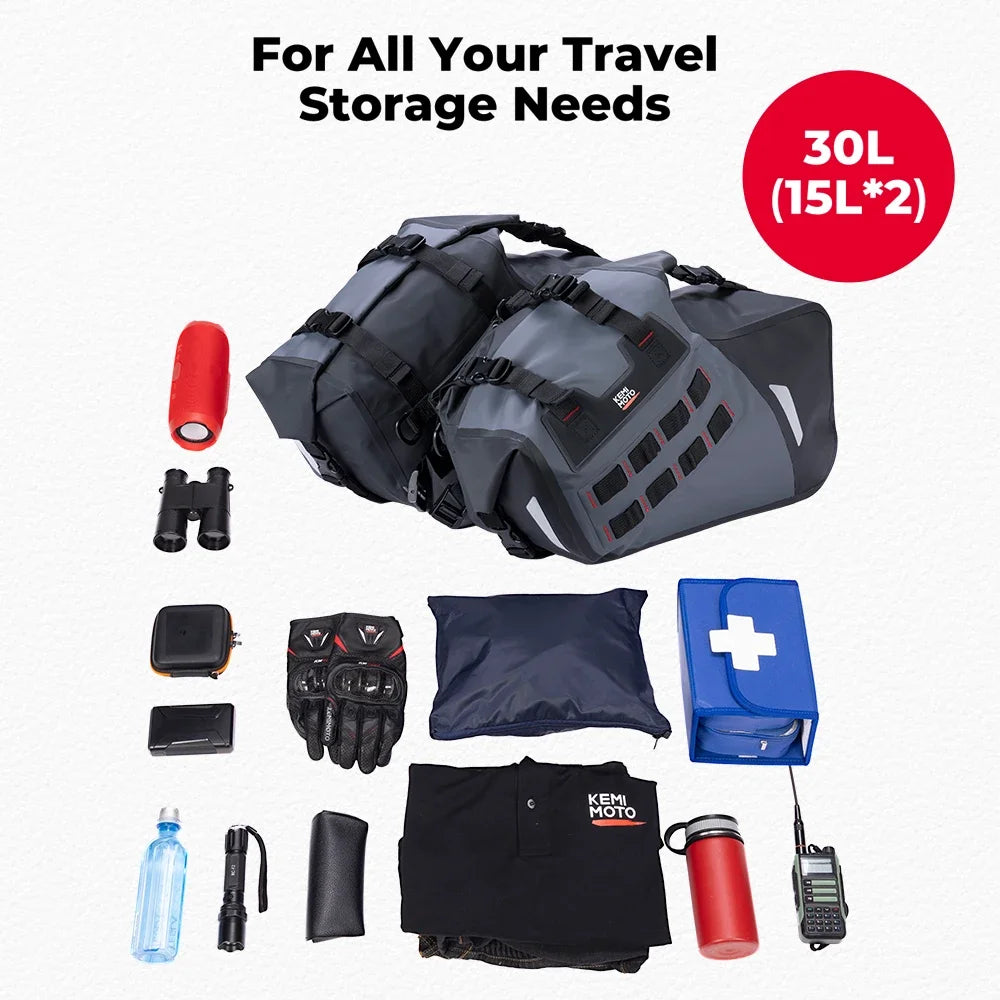 KEMIMOTO Waterproof Motorcycle Saddlebags 30L/52L Side Panniers Motorcycle Saddlebags Nixie