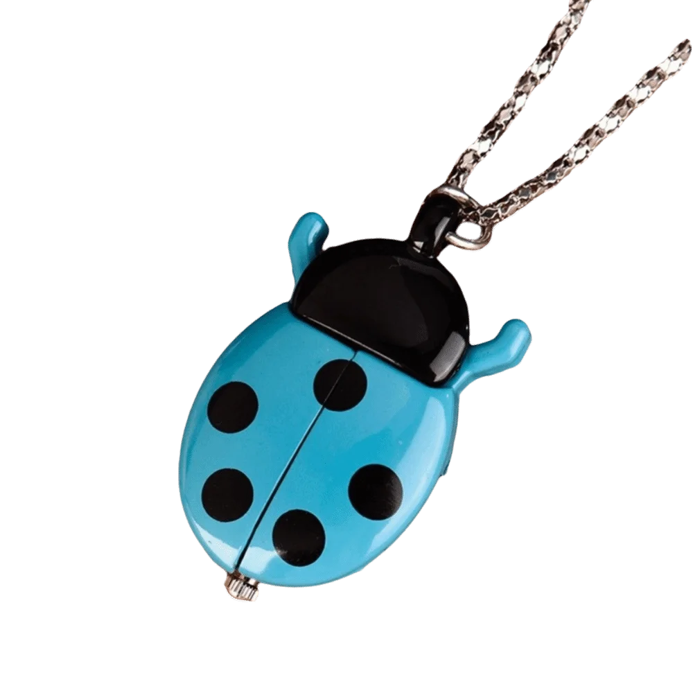 Cute Ladybug Pocket Watch with Chain – Quartz Beetle Design Pocket Watch Nixie