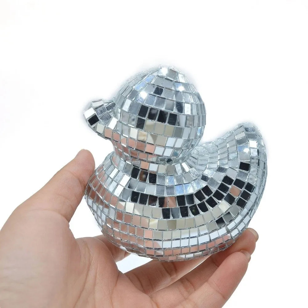 Disco Ball Duck Ornament – Mirror Glass Desktop Decor Decorative Figurine Nixie
