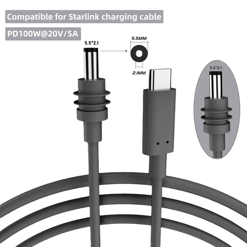 Starlink Mini 2M USB-C DC Power Replacement Cable – Waterproof Power Replacement Cable Nixie