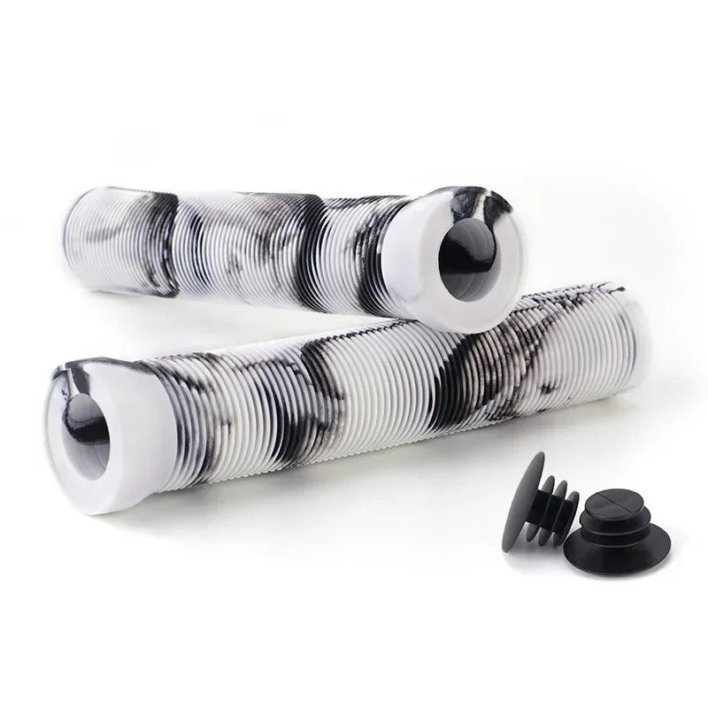 BUCKLOS 165mm Rubber Bike Handlebar Grips – Anti-Slip Pair Bike Handlebar Grips Nixie BLACK-WHITE