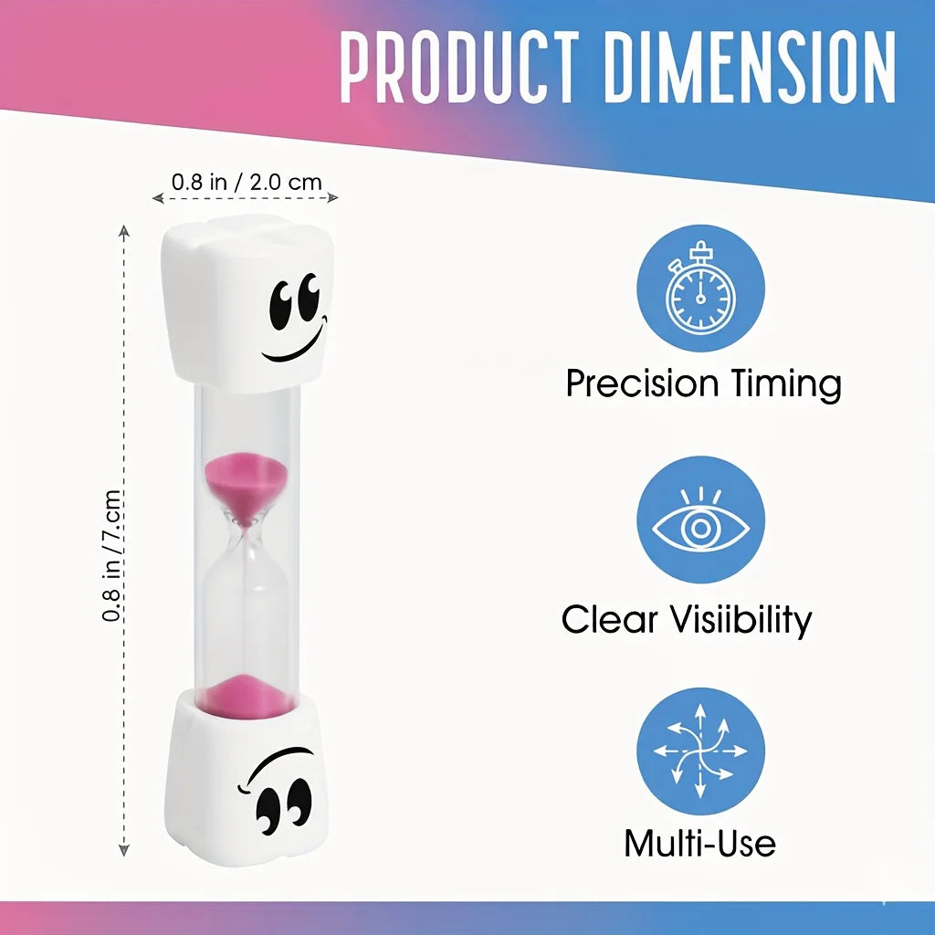 Cute 2-Minute Toothbrush Timer Hourglass for Kids – Smiling Tooth Toothbrush Timer Nixie Pink
