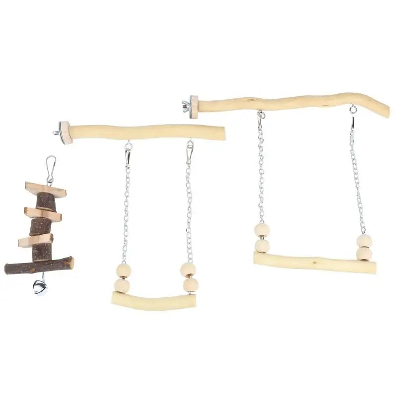 Natural Wood Parrot Swing Bridge Perch Toy for Budgies & Cockatiels Bird Swing Toy Nixie