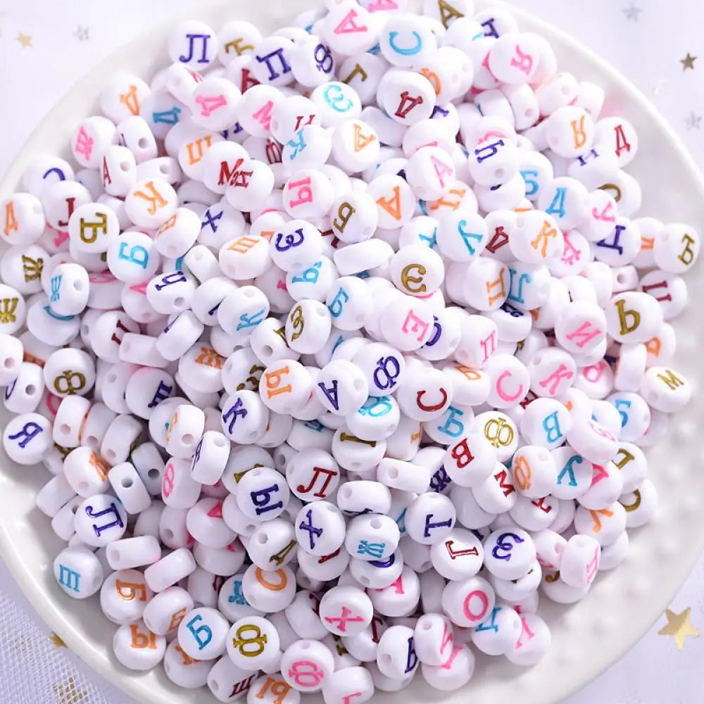 100Pcs Russian Letter Acrylic Beads – Alphabet Spacer Beads Alphabet Craft Beads Nixie