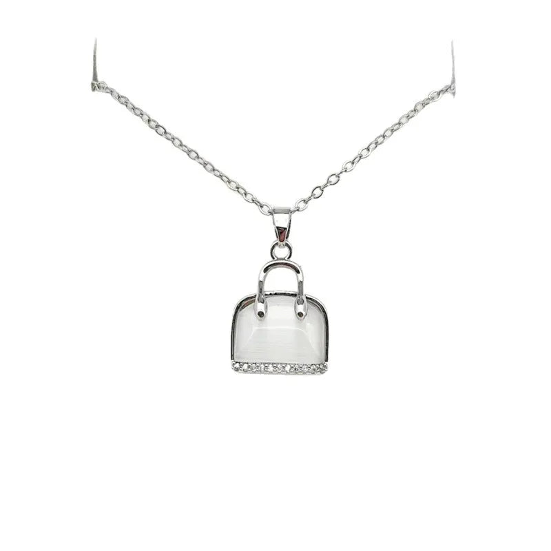 Opal Bag Pendant Necklace – Gold & Silver Collarbone Chain Pendant Necklace Nixie