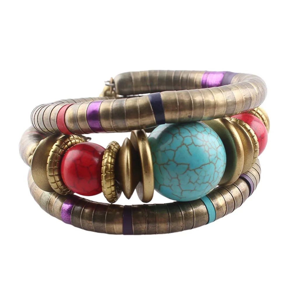 Snake Bangle Stackable Multi-Layer Bracelet Gold & Silver Alloy