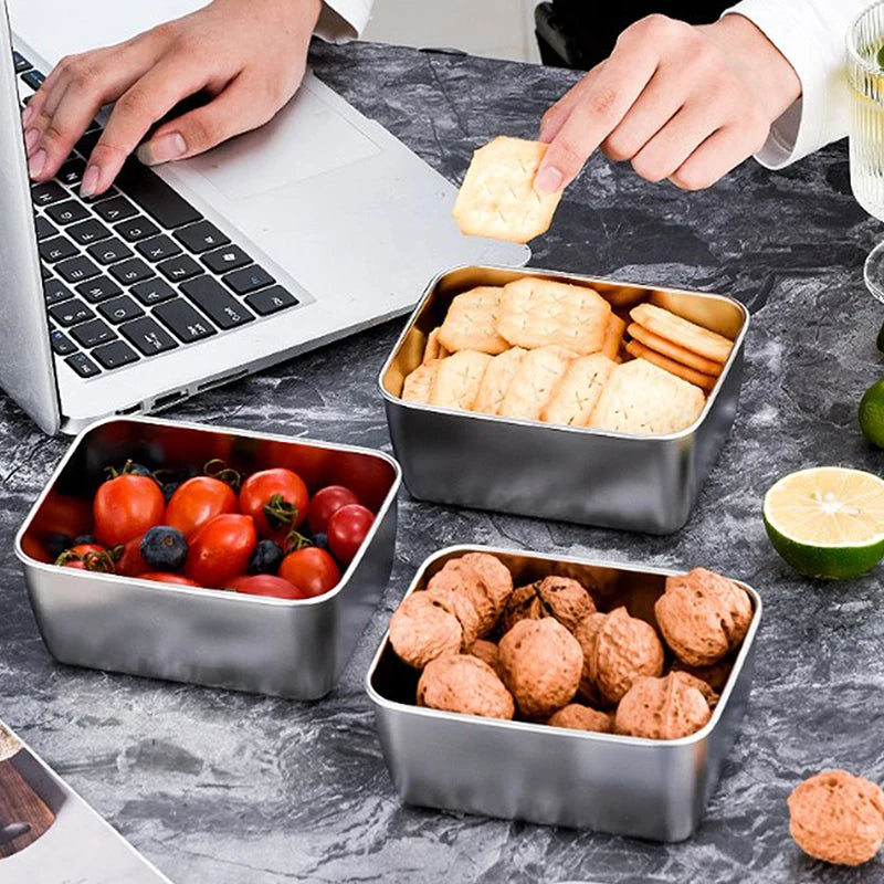600ml Stainless Steel Food Storage Box with Lid | Fridge & Picnic Food Storage Container Nixie