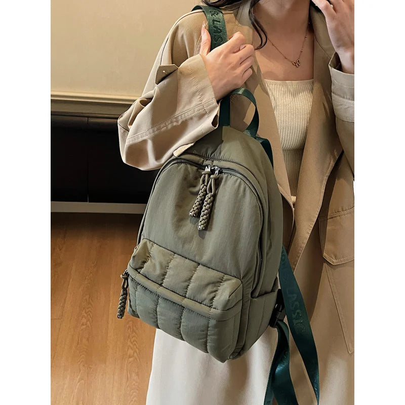 Large-Capacity Flannel Backpack – Women's School & Travel Bag