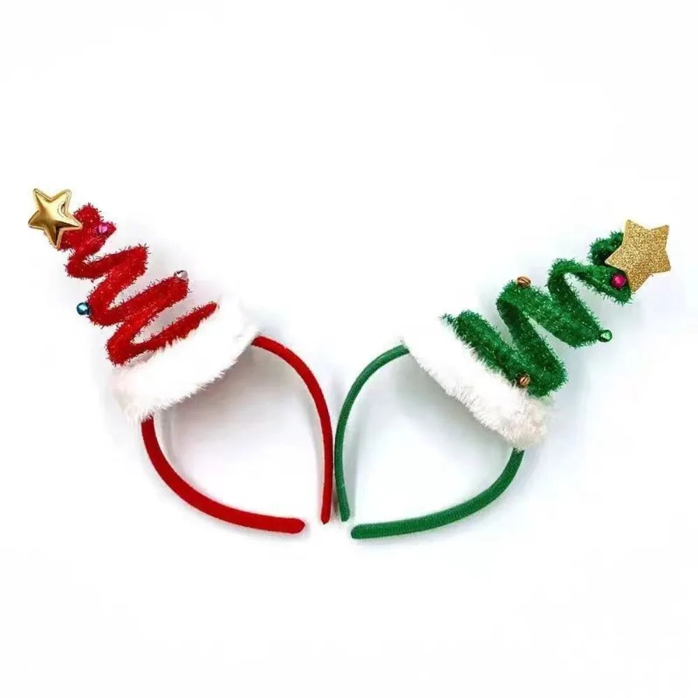 Fluffy Christmas Headband Bells Santa Hat Hair Hoop Kids Adults Holiday Hair Accessory Nixie