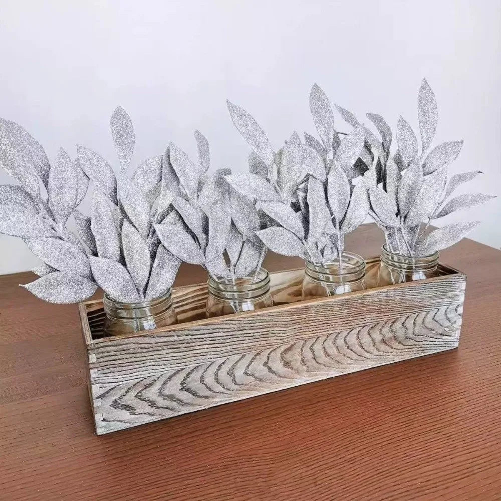 10Pcs Glitter Artificial Silk Leaves Christmas Tree & Holiday Decor Artificial Leaf Decor Nixie