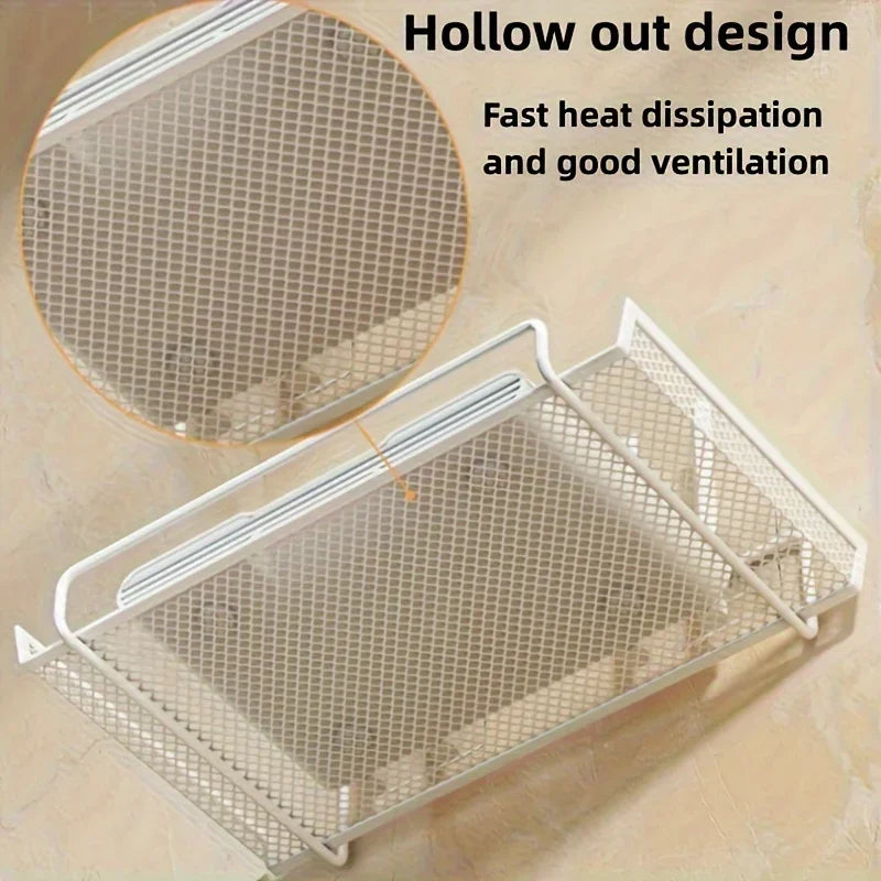 No-Drill Stainless Steel Wall-Mounted Router & WiFi Shelf Wall Storage Shelf Nixie