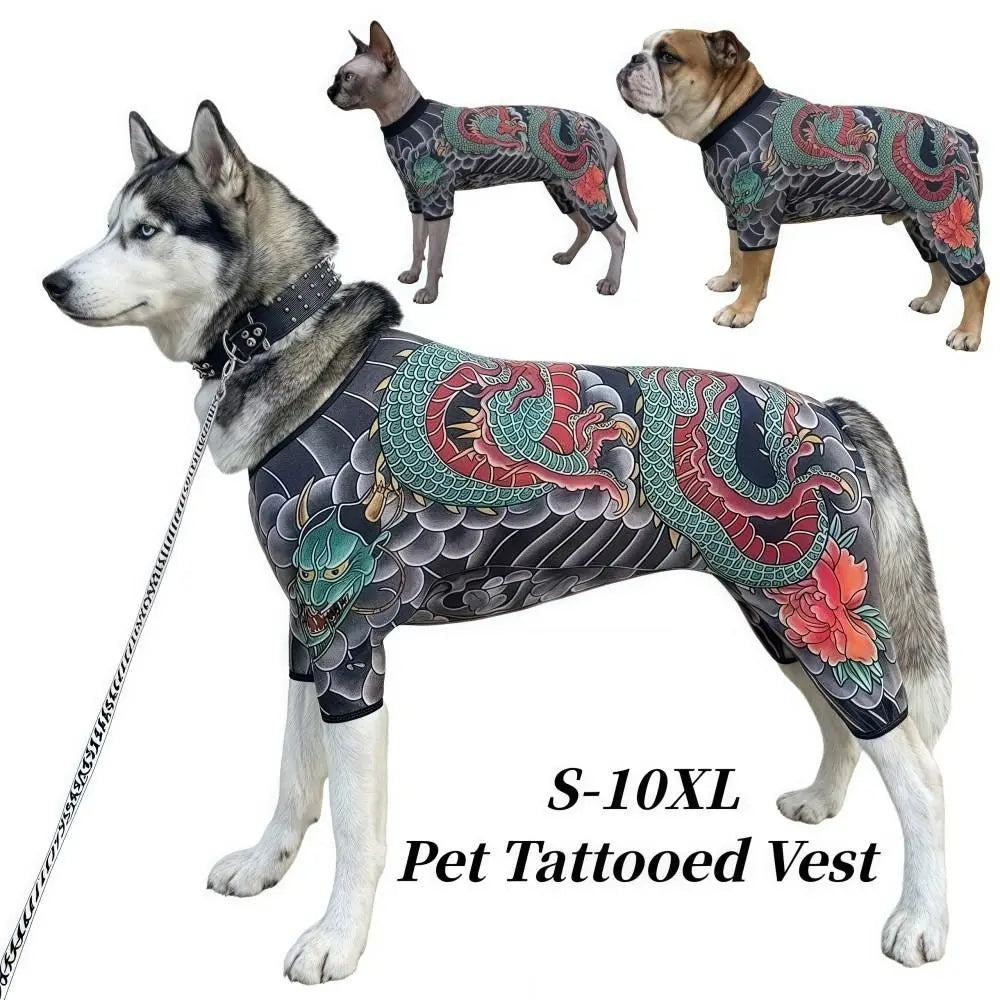Funny Tattoo Vest for Dogs & Cats – S to 6XL | Pet Jacket Pet Tattoo Vest Nixie