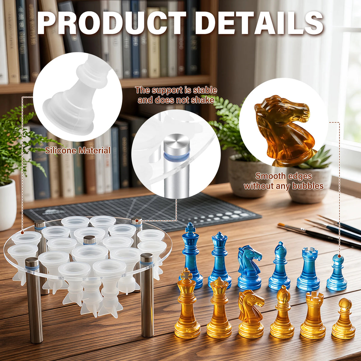 3D Silicone Chess Resin Mold Kit – DIY Chess Set Casting Resin Craft Mold Nixie