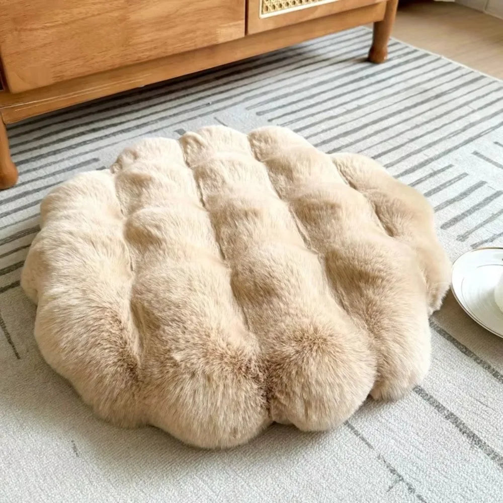 Round Washable Pet Mat – Non-Slip Plush Cat & Dog Sleeping Pad Pet Sleeping Mat Nixie Camel