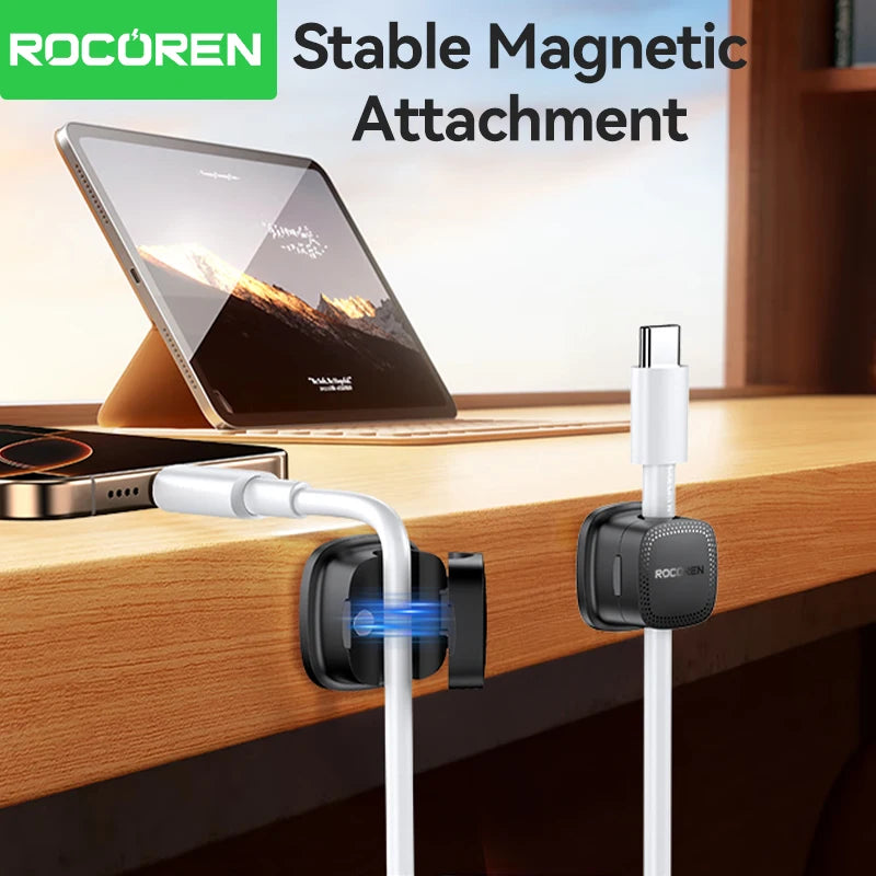 ROCOREN Magnetic Cable Organizer – Self-Adhesive Wire Clips Cable Management Clip Nixie
