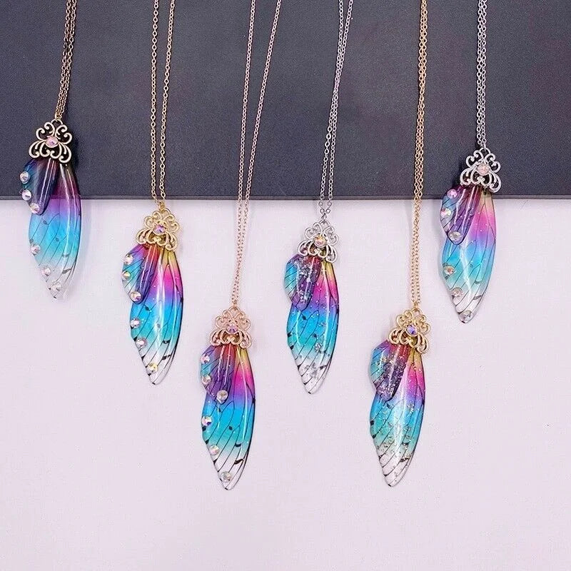 Butterfly Wing Pendant Necklace – 12 Colors Resin Women's Jewelry Pendant Necklace Nixie