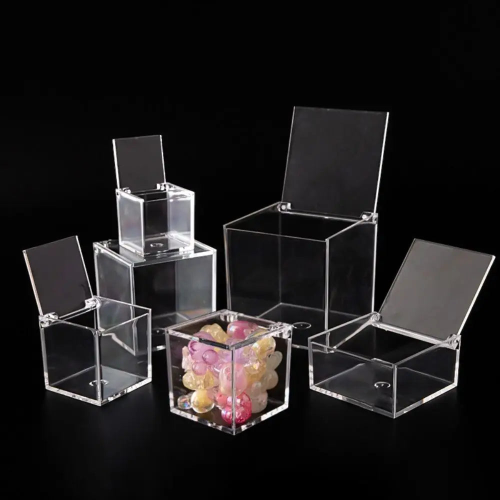 Clear Acrylic Cube Box with Lid – Stackable Display Organizer