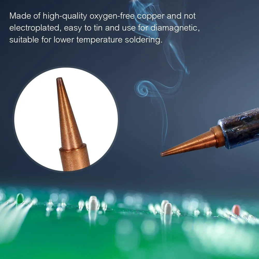 6-Piece 900M-T Pure Copper Lead-Free Soldering Iron Tips Set Soldering Iron Tips Nixie