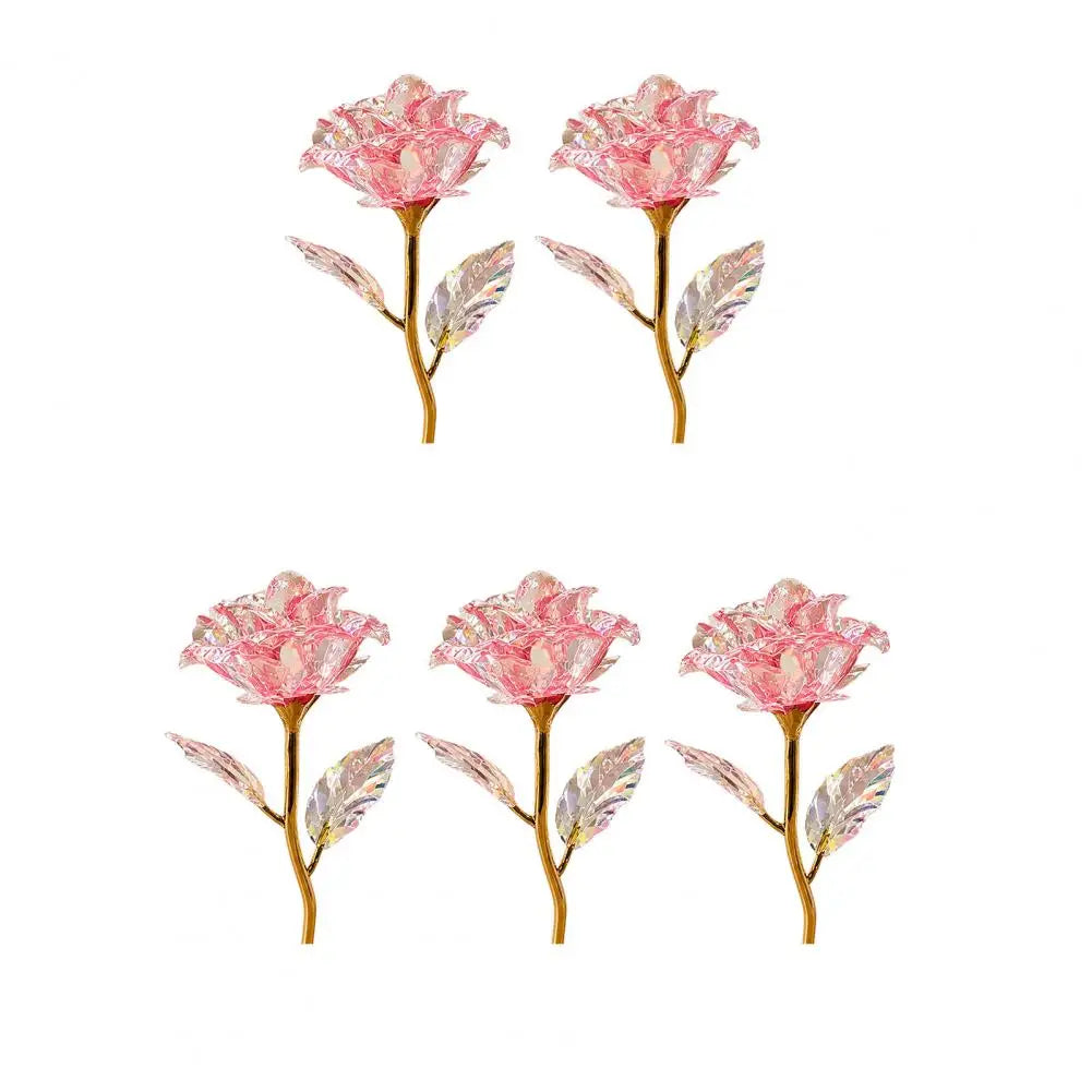 5-Pack Crystal Artificial Rose Flowers – Colorful Faux Roses Artificial Decorative Flowers Nixie