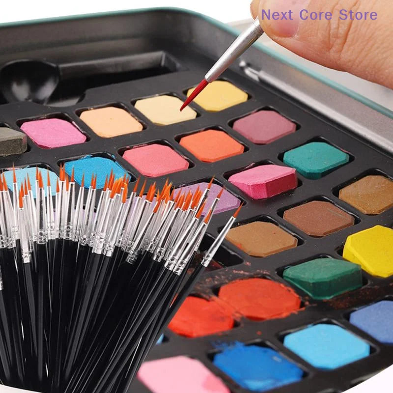 Nylon Paint Brush Set 30–110 Pcs | Round & Flat Art Brushes Art Paint Brush Set Nixie