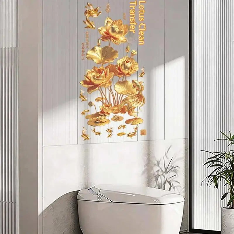 Lotus Koi Fish PVC Glass Wall Decals – Self-Adhesive Stickers Glass Wall Decal Nixie