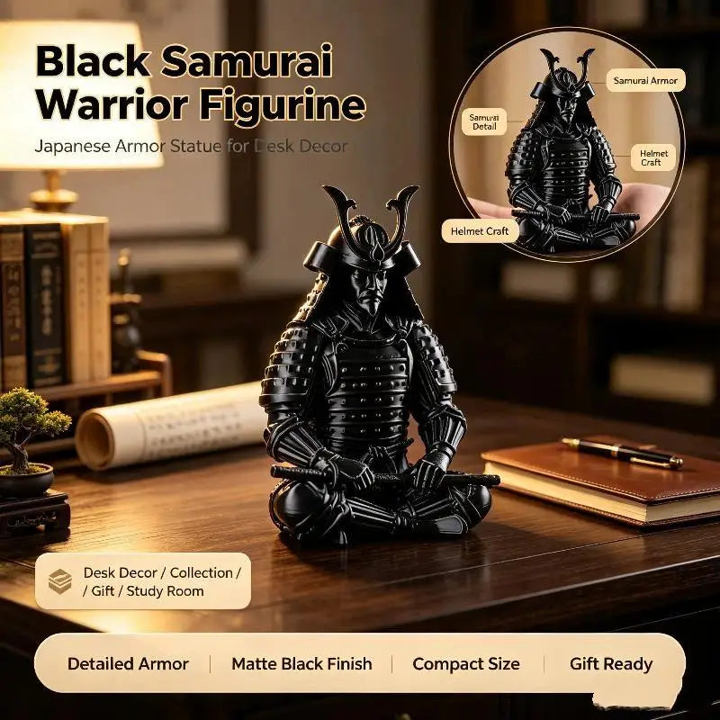 3D Printed Mini Samurai Statue – Sitting Figurine Desktop Décor