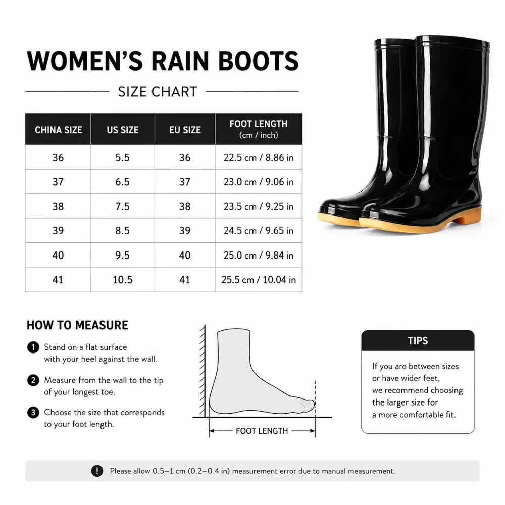Women's Non-Slip Waterproof Mid-Calf Rain Boots | PVC Garden Boots Women's Rain Boots Nixie