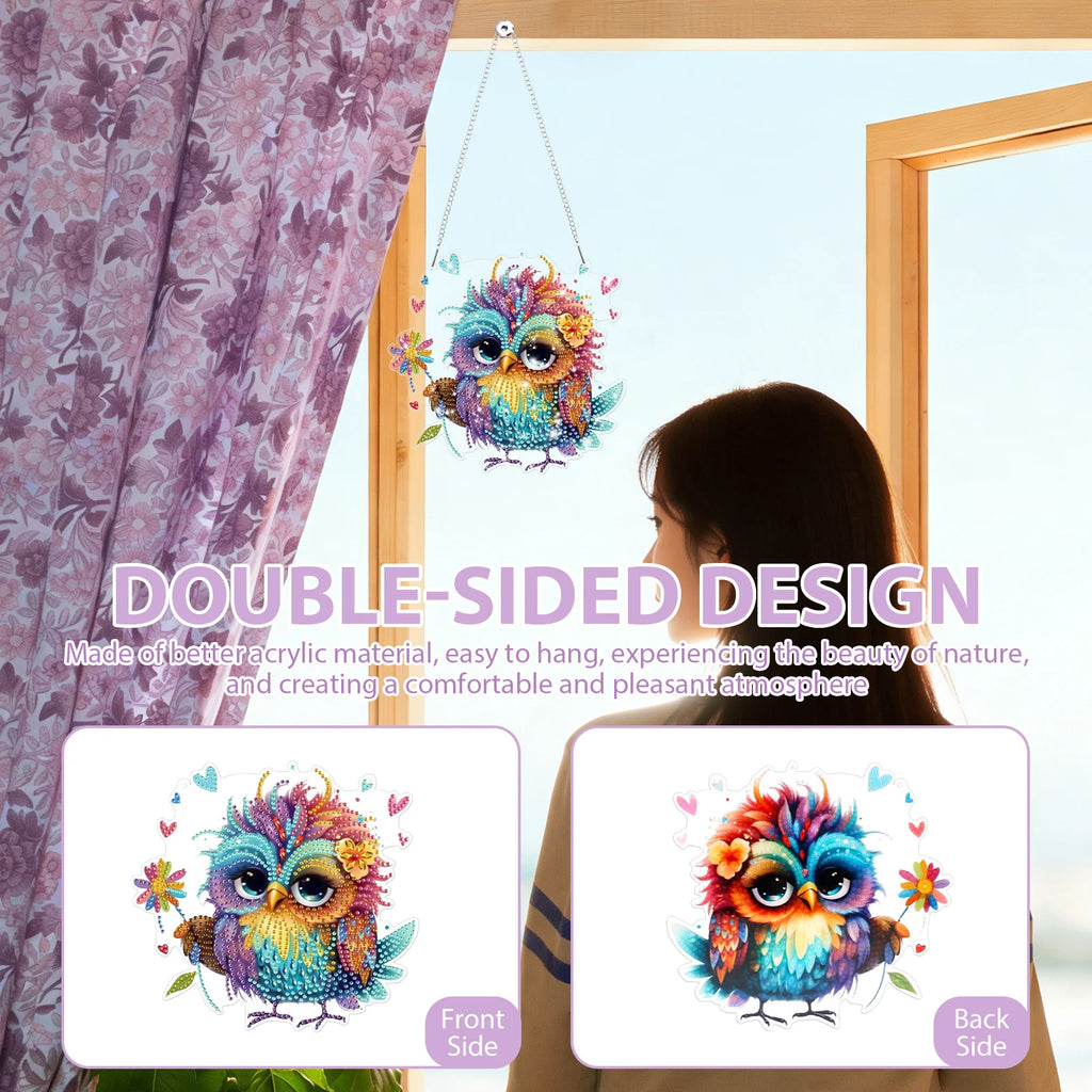 DIY Diamond Art Suncatcher Pendant – Owl & Bird Animal Design