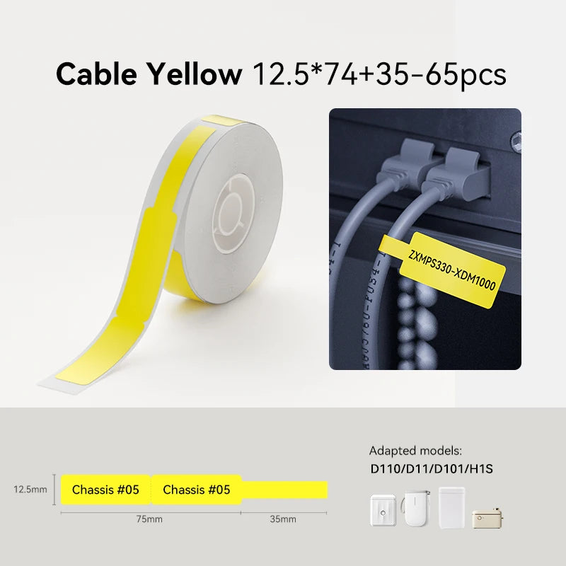 Niimbot Thermal Labels for D11 D110 D101 – Waterproof UV Stickers Thermal Label Stickers Nixie Yellow Cable
