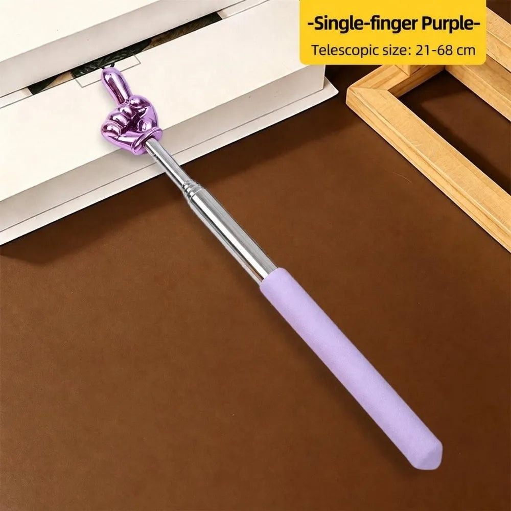 Retractable Teaching Pointer Stick with Finger Tip – Non-Slip Teaching Pointer Nixie Single finger-purple