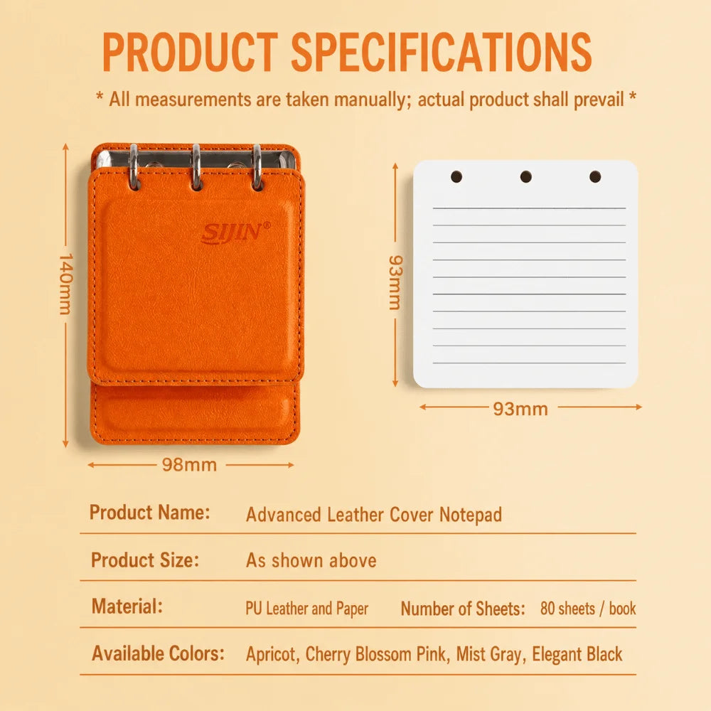A7 PU Leather Pocket Notebook 3-Ring Binder Lined Journal Pocket Notebook Nixie