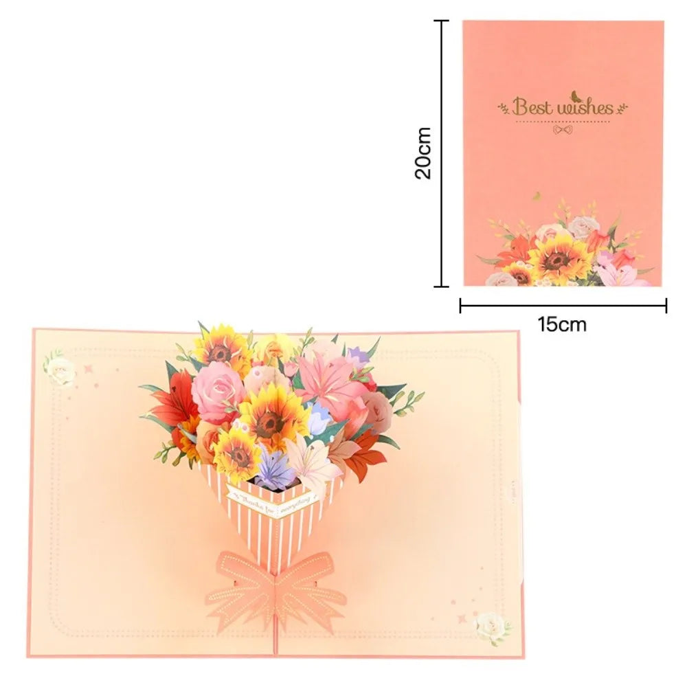 3D Pop-Up Flower Bouquet Greeting Card | Handmade Paper Art Pop-Up Greeting Card Nixie F