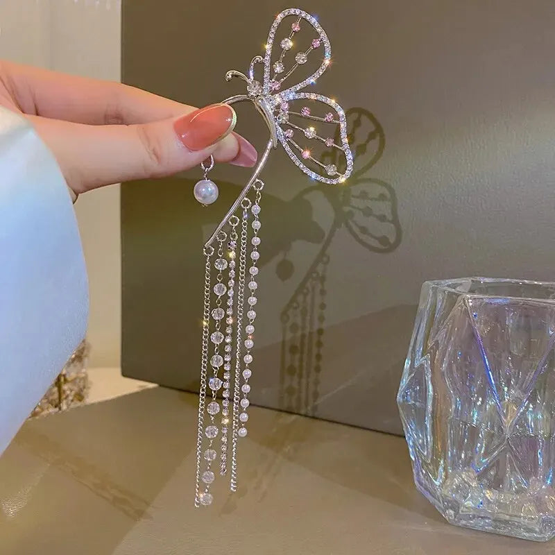Nixie Butterfly Clip-On Drop Earrings – No Piercing, Pearl Clip-On Earrings Nixie