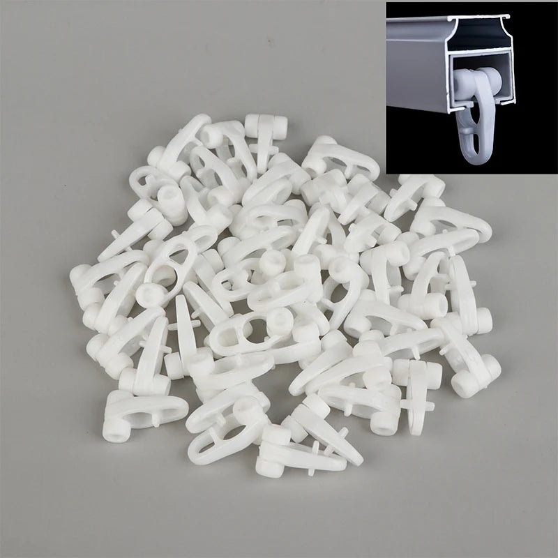 50pcs Curtain Rail Sliding Wheel Hooks – Universal Straight & Curved Curtain Rail Hooks Nixie Default Title