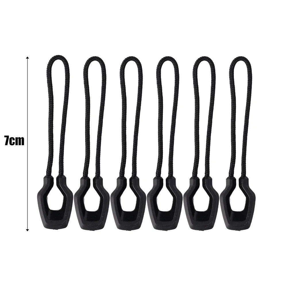 6Pcs Luminous Zipper Pullers for Backpack, Jacket & Tent Zipper Puller Set Nixie Black-6pcs